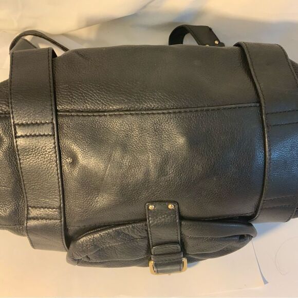 Michael Kors Leather Duffle Handbag black front buckle drawstrings side leather - Picture 5 of 14